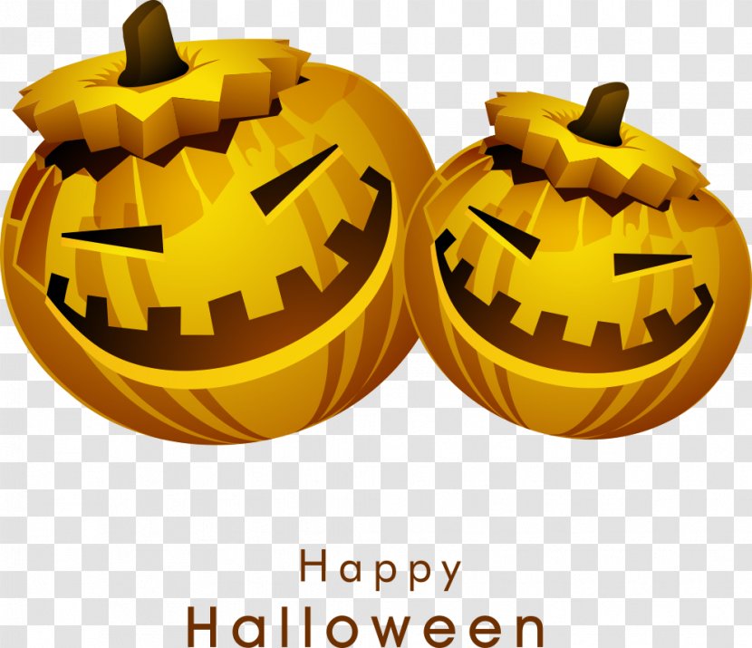 Halloween Jack-o'-lantern Pumpkin Calabaza - Vector Cartoon Transparent PNG