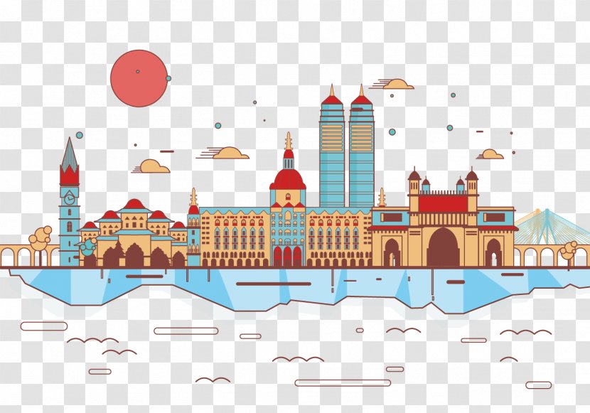 Gateway Of India Mumbai Euclidean Vector Illustration - Silhouette - Indonesian Port City Landscape Transparent PNG