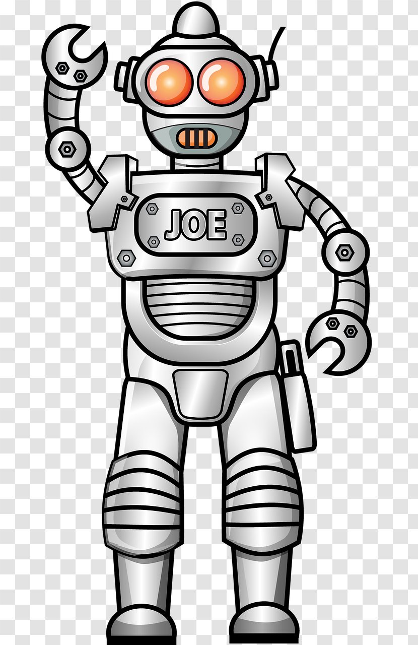 Cartoon Robot Clip Art - Black And White Transparent PNG