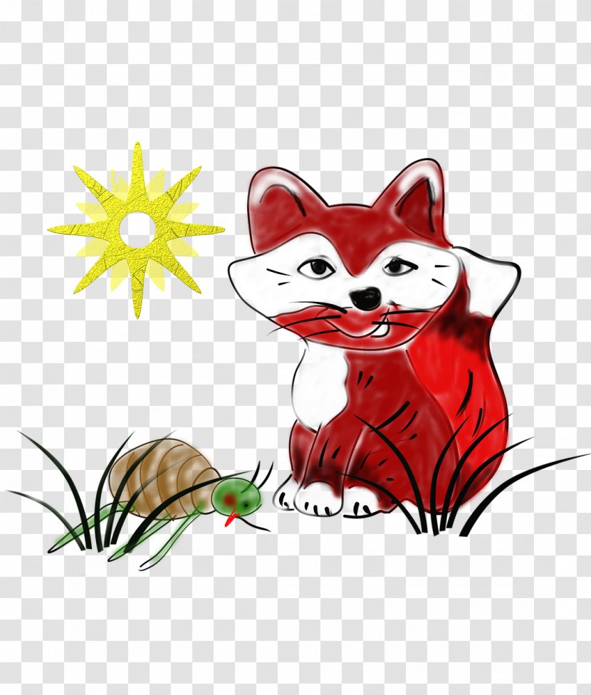 Cat Whiskers Red Fox Kitten Illustration - Cartoon - Resting On The Grass Transparent PNG
