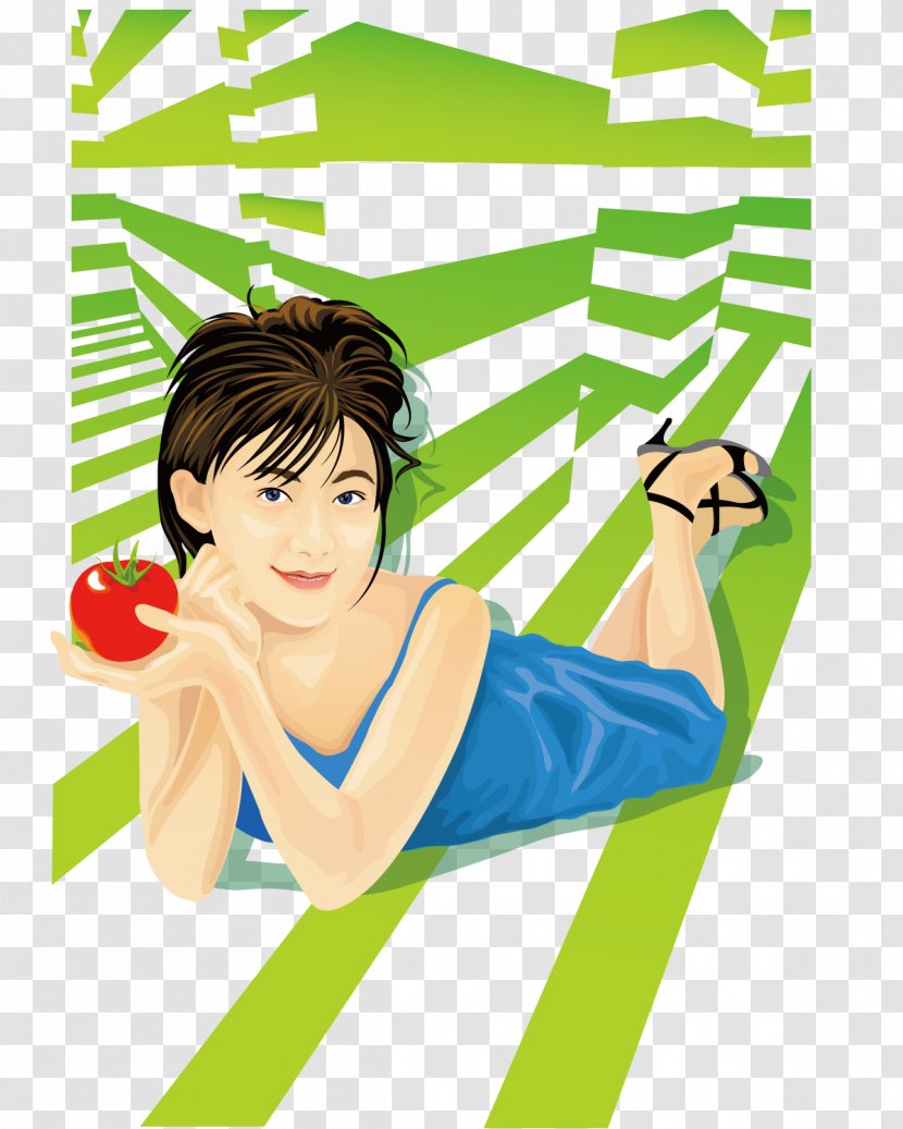 Illustration - Cartoon - Holding The Beauty Of Apple Transparent PNG