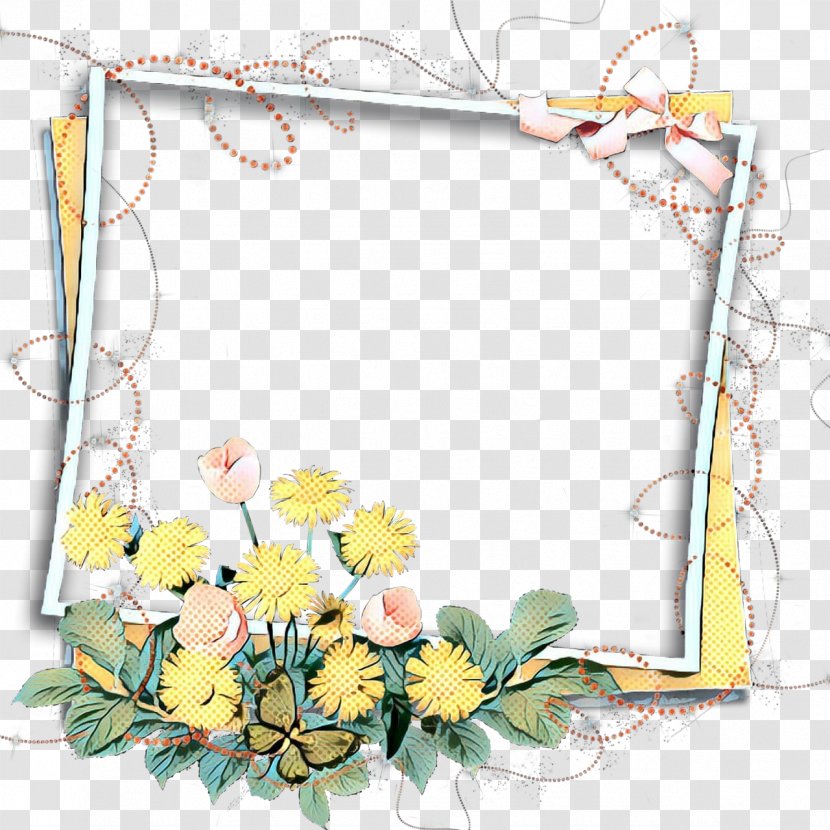 Background Yellow Frame - Floral Design - Picture Interior Transparent PNG