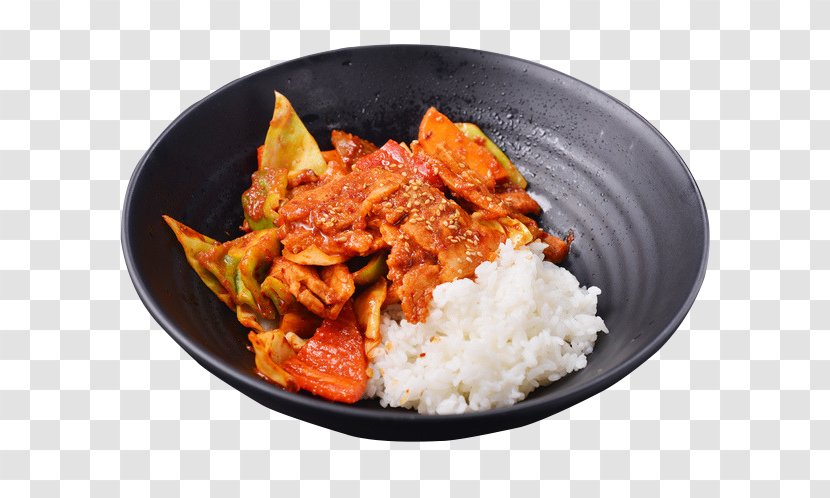 Red Curry Tteok-bokki Fried Rice Gyu016bdon Korean Cuisine - Plate Lunch - Spicy Pork Bowl Transparent PNG