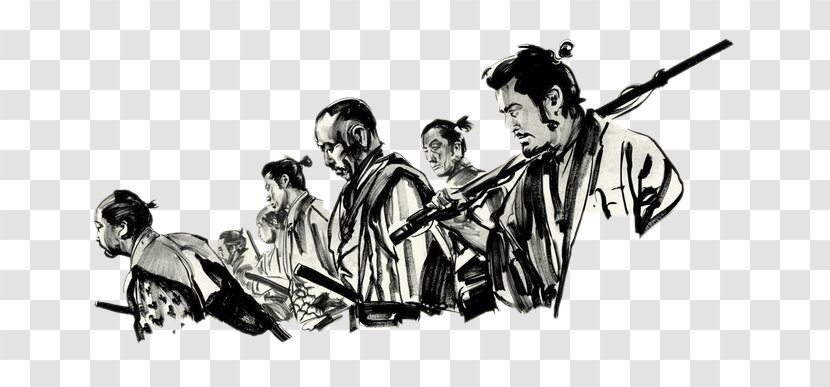 Samurai Film Subtitle 720p 1080p - Black And White - Illustration Transparent PNG