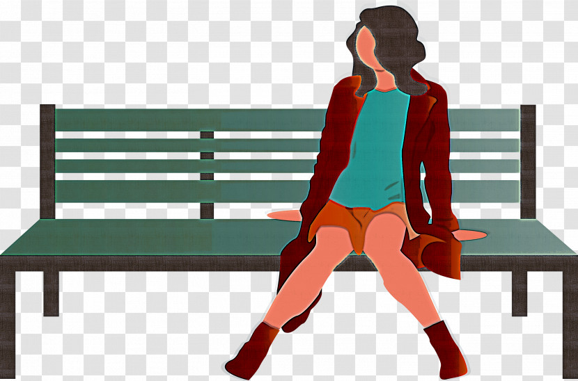 Park Bench Girl Transparent PNG