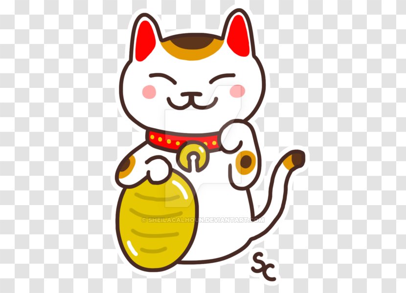 Cat Drawing Pacify Her Whiskers Art - Digital - Maneki Neko Transparent PNG