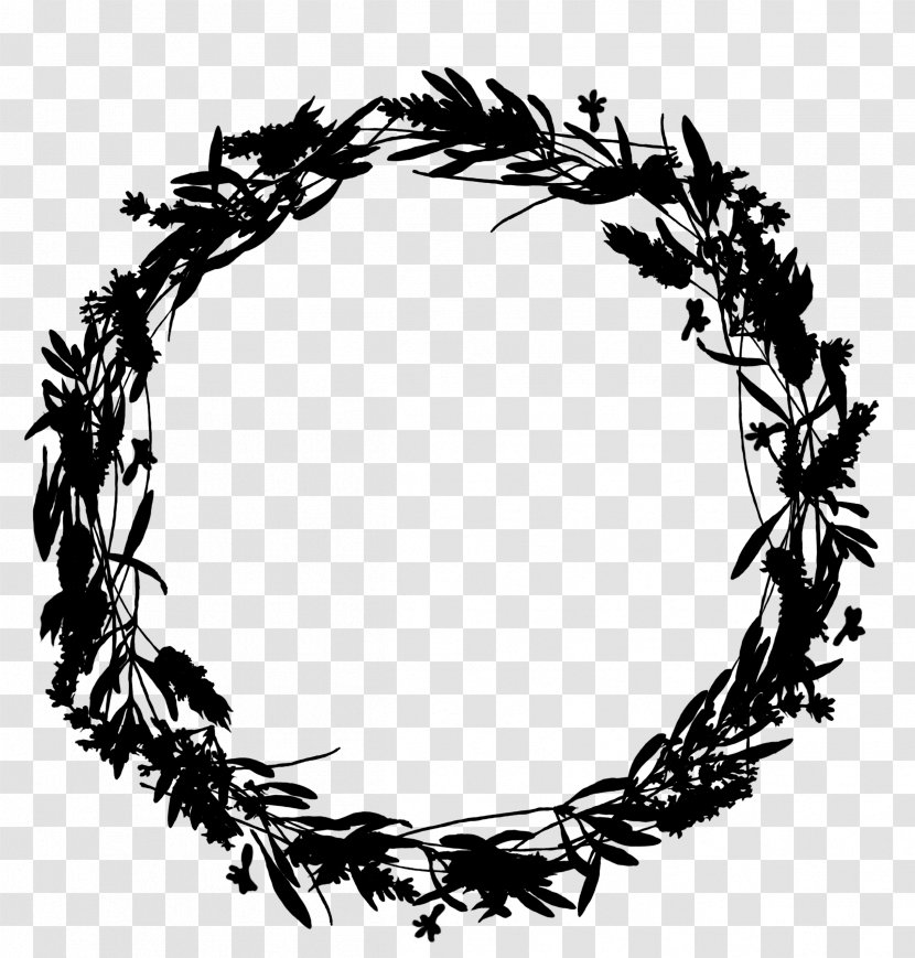 Twig Black & White - Leaf - M Wreath Font Transparent PNG