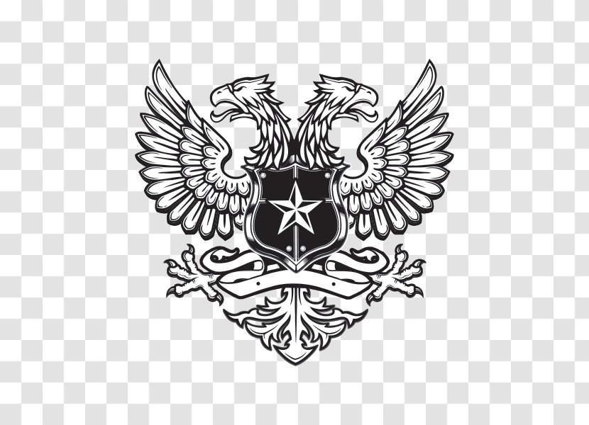 Double-headed Eagle Crest Coat Of Arms Escutcheon - Monochrome Transparent PNG