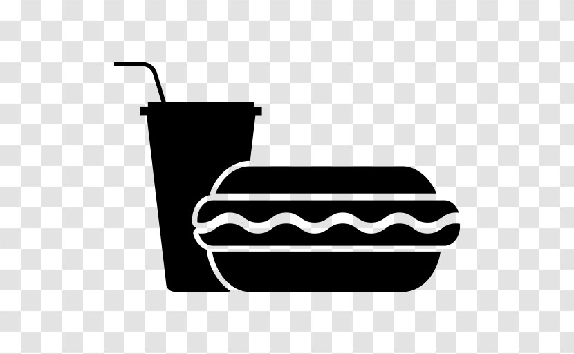 Fizzy Drinks Hot Dog Breakfast Hamburger - Black And White - Food Icon Transparent PNG