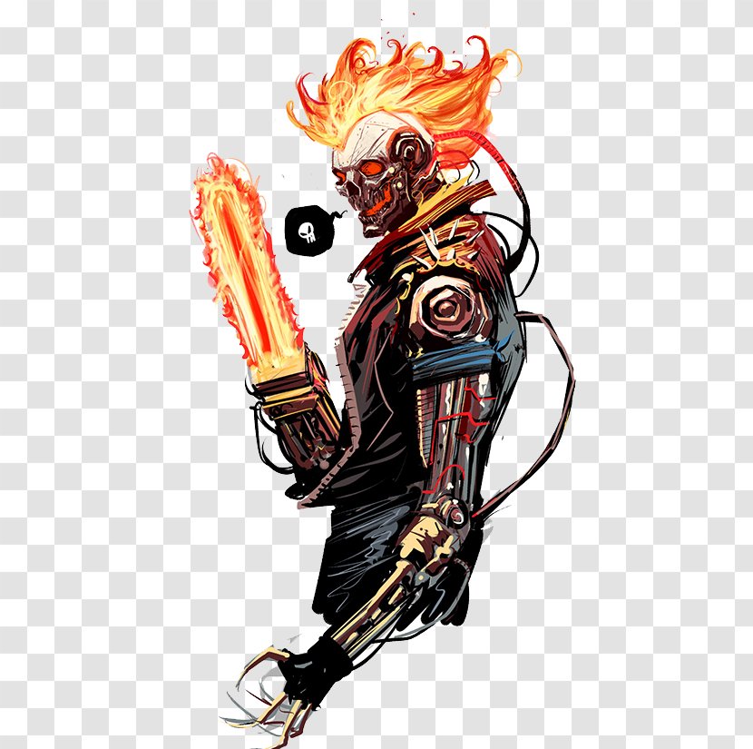 Spider-Man Ghost Rider 2099 Johnny Blaze Marvel Comics - Spirit Of Vengeance - Hell Knight And Flame Chainsaw Transparent PNG