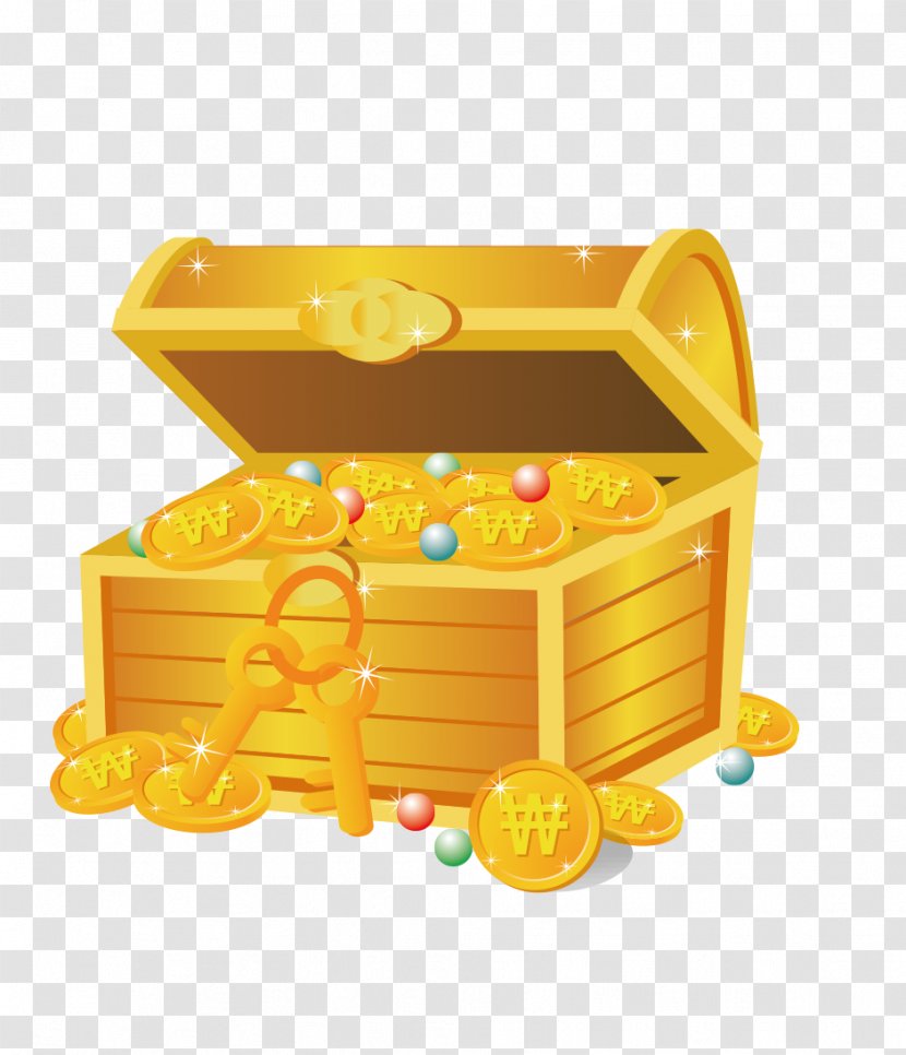 Buried Treasure Icon - Gold Sparkling Jewelry Box Transparent PNG