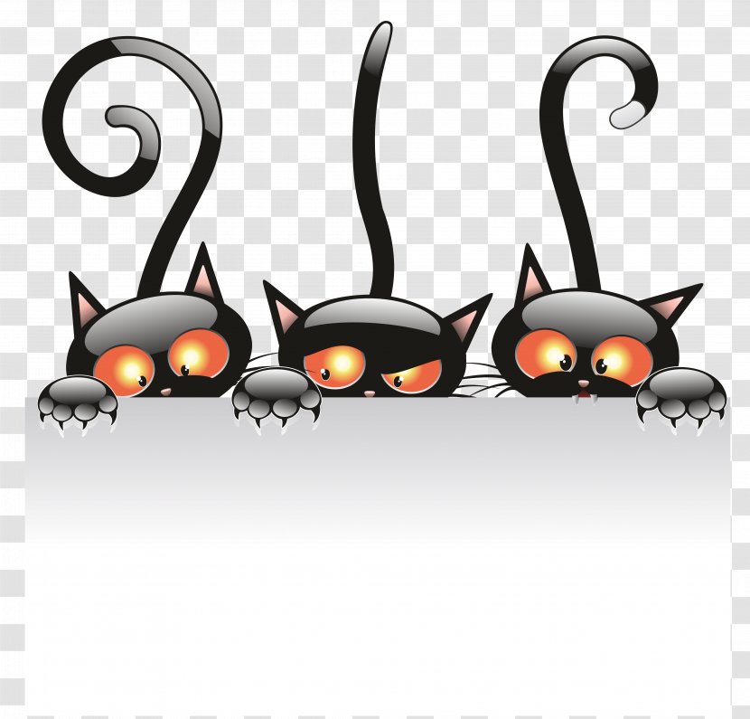 Black Cat Kitten Halloween Clip Art - Cartoon - Witch Transparent PNG