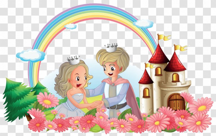 Castle Royalty-free Clip Art - Toy - Cartoon Prince Princess Flowers Transparent PNG