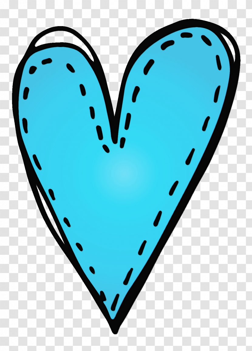 Heart Clip Art Turquoise Aqua Teal - Watercolor - Line Azure Transparent PNG