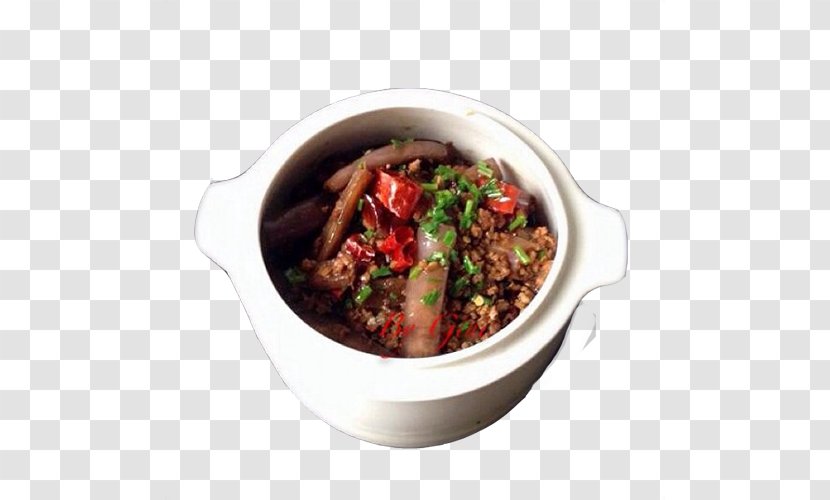 Asian Cuisine Minced Pork Rice Stew Eggplant - White Pot In And Transparent PNG