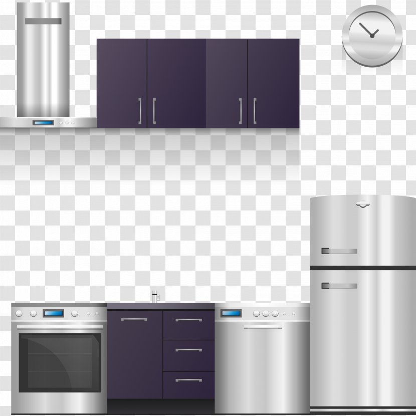 Home Appliance Kitchen Cabinet Stove - Refrigerator - Vector Stylish Modern Design Transparent PNG