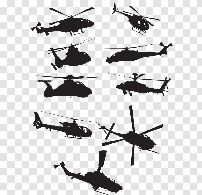 Military Helicopter Sikorsky UH-60 Black Hawk Boeing AH-64 Apache Bell UH-1 Iroquois - Rotorcraft - Silhouette Of Aircraft Transparent PNG