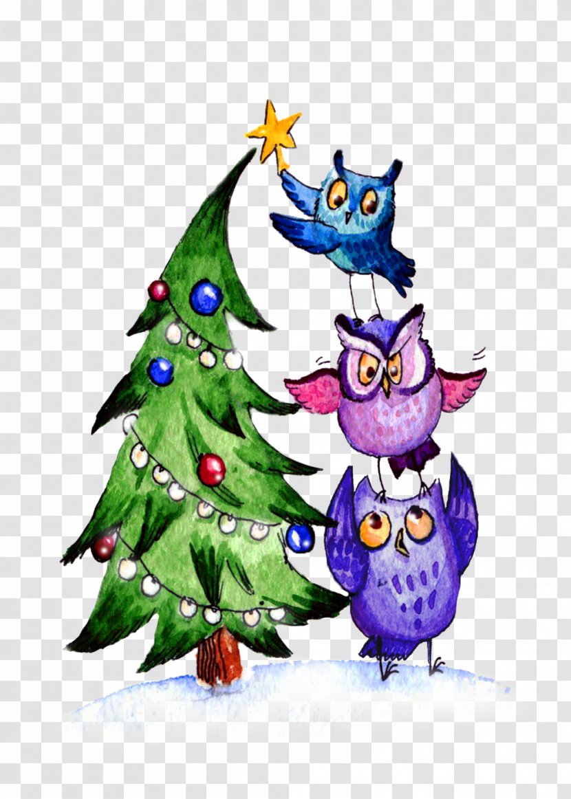 Owl Christmas Tree Ornament - Branch - Gorgeous Colorful Love. Transparent PNG
