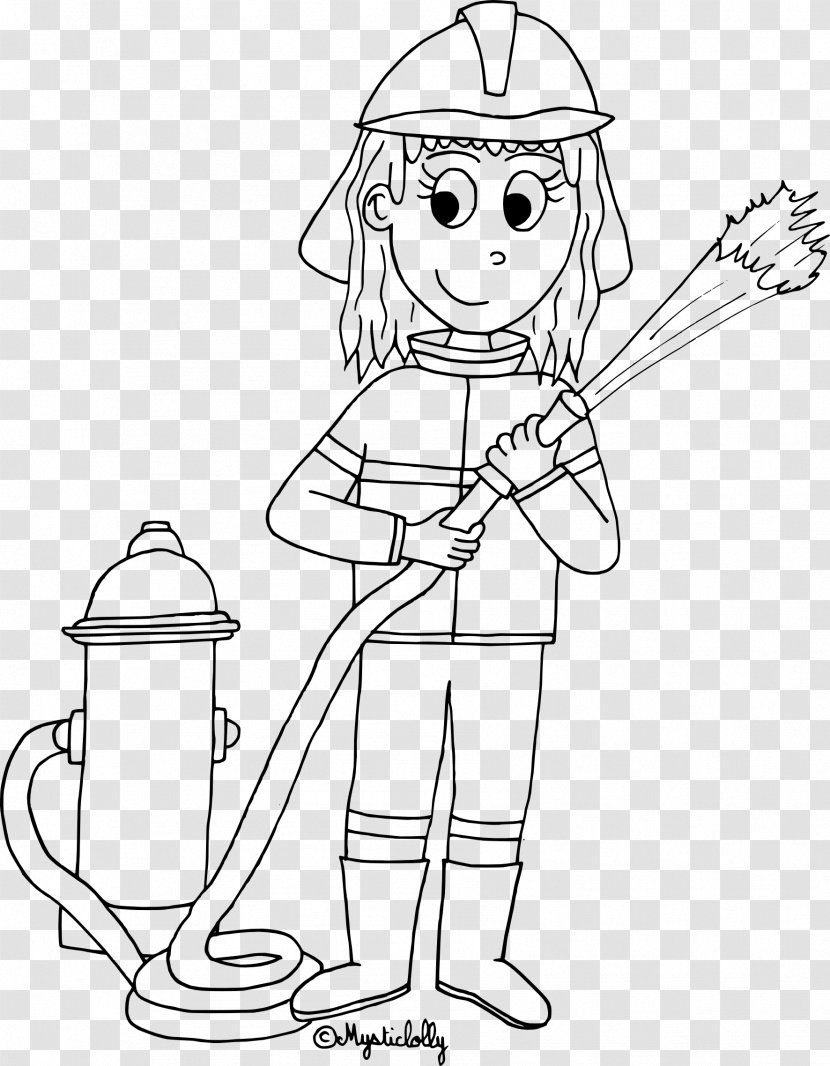 Coloring Book Firefighter Drawing Child Woman - Flower Transparent PNG