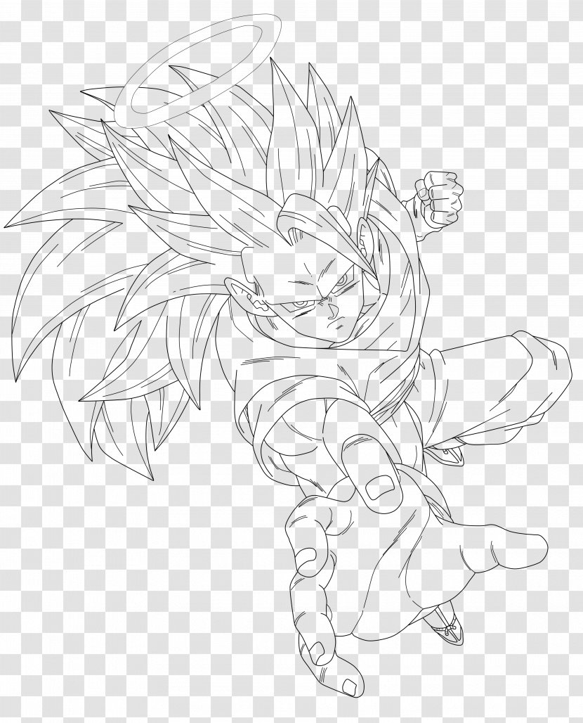 Goku Vegeta Line Art Super Saiyan Sketch - Artwork Transparent PNG