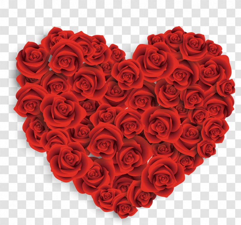 Valentines Day Heart Rose Gift Clip Art - Floral Design Transparent PNG