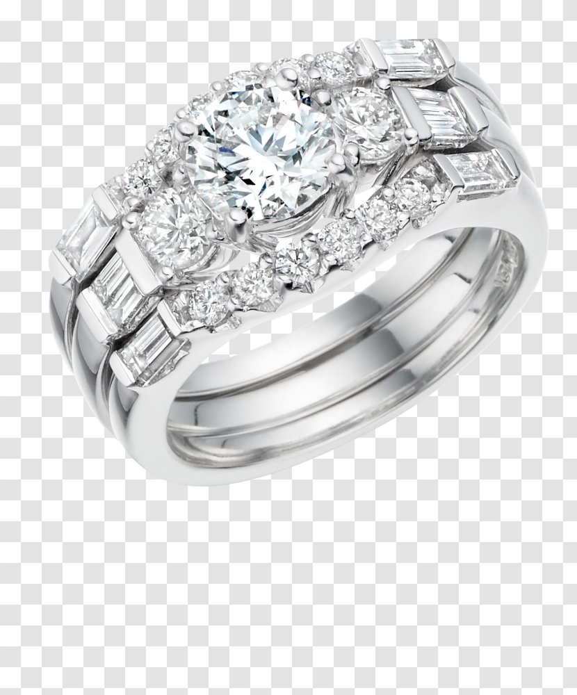 Wedding Ring Engagement Diamond Jewellery - Silver - Set Transparent PNG
