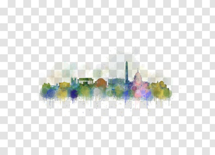 Watercolor Painting Skyline - Creative Market - America Transparent PNG