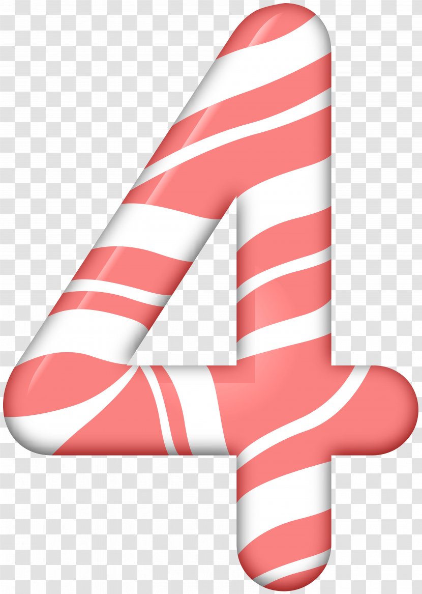 Number Four Candy Cane Clip Art - Style Image Transparent PNG