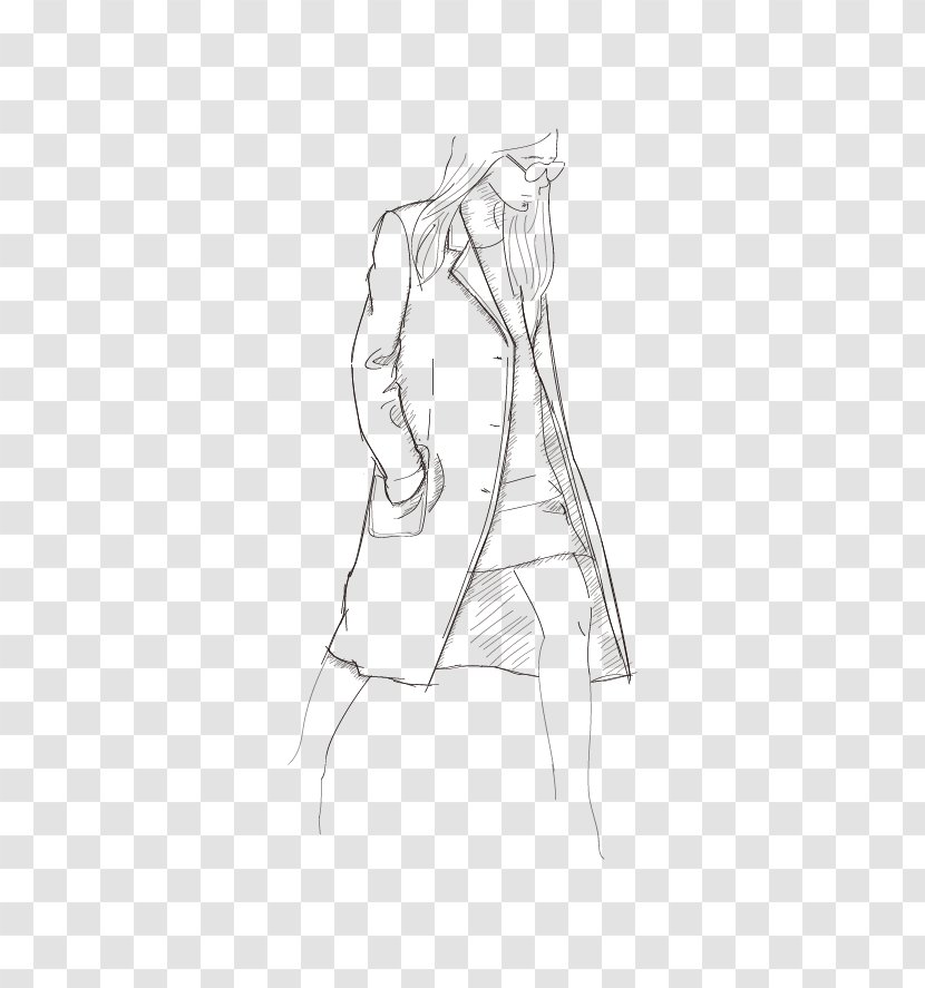 Line Art Drawing Sleeve Sketch - Black And White - Ladies Tailoring Transparent PNG