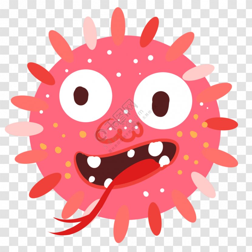 Bacteria Cartoon - Pink - Smile Mouth Transparent PNG