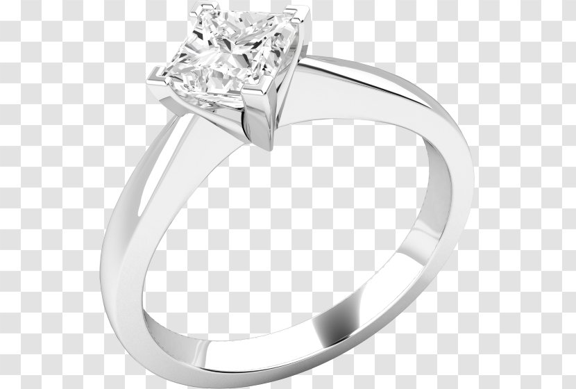 Diamond Engagement Ring Solitaire Tension - Princess Cut Transparent PNG
