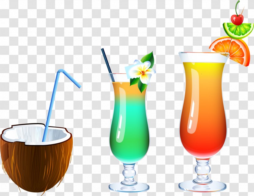 Cocktail Juice Soft Drink Milkshake Screwdriver - Flower - Summer Drinks Vector Material Coconut Transparent PNG
