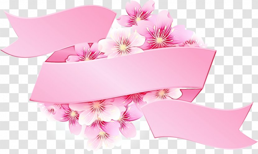 Flower Background Ribbon - Pink - Cherry Blossom Transparent PNG
