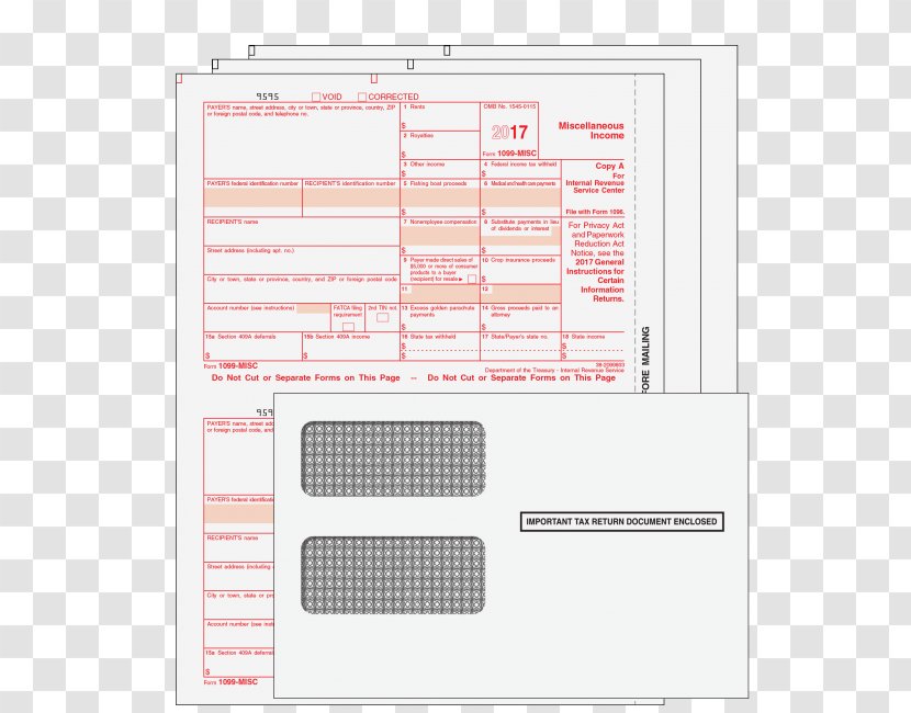 Paper Form 1099-MISC W-2 IRS Tax Forms - Internal Revenue Service Transparent PNG