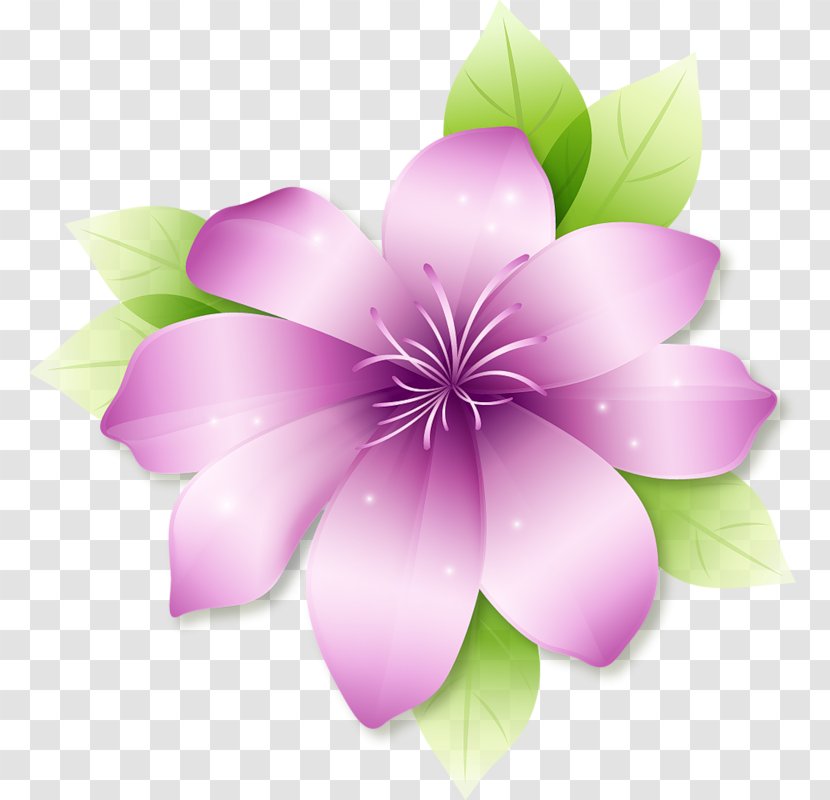 Border Flowers Clip Art - Purple - Pink Flower Transparent PNG