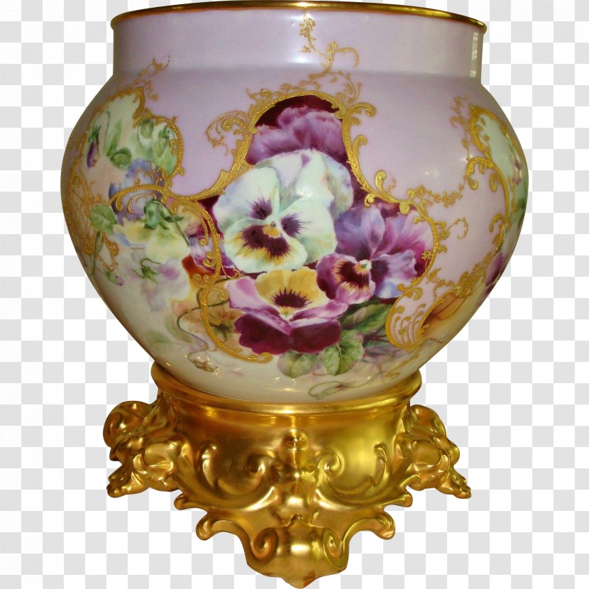 Limoges Porcelain Vase Ceramic - Pedestal - Hand Painted Transparent PNG