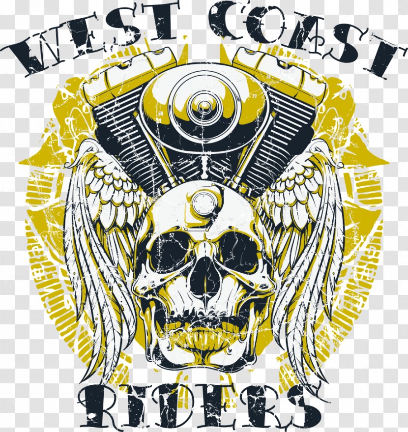 T-shirt West Coast Of The United States Stock Photography Royalty-free - Crest - Vector Skull Print Transparent PNG