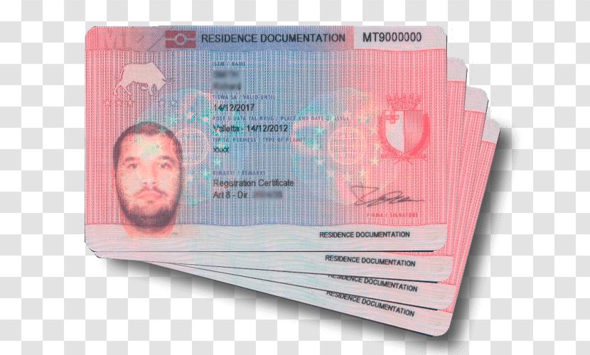 Malta Identity Document Permanent Residency Residence Permit - Canada Resident Card Transparent PNG