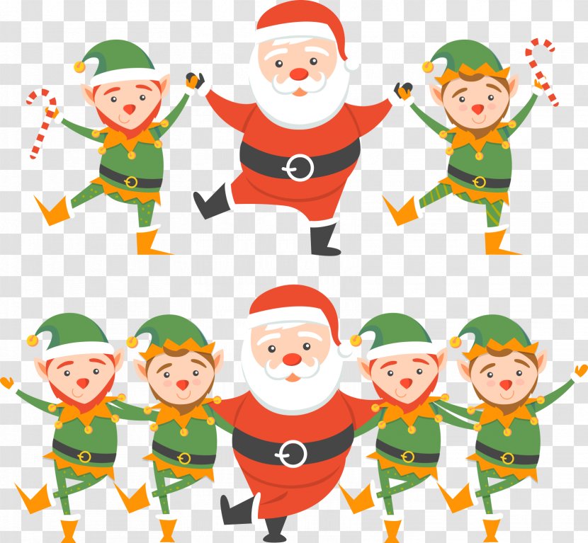 Santa Claus Christmas Elf Yourself - Tree - Vector With Children Transparent PNG