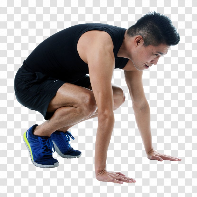 Jogging - Cartoon - Young Athletic Man Starting Transparent PNG