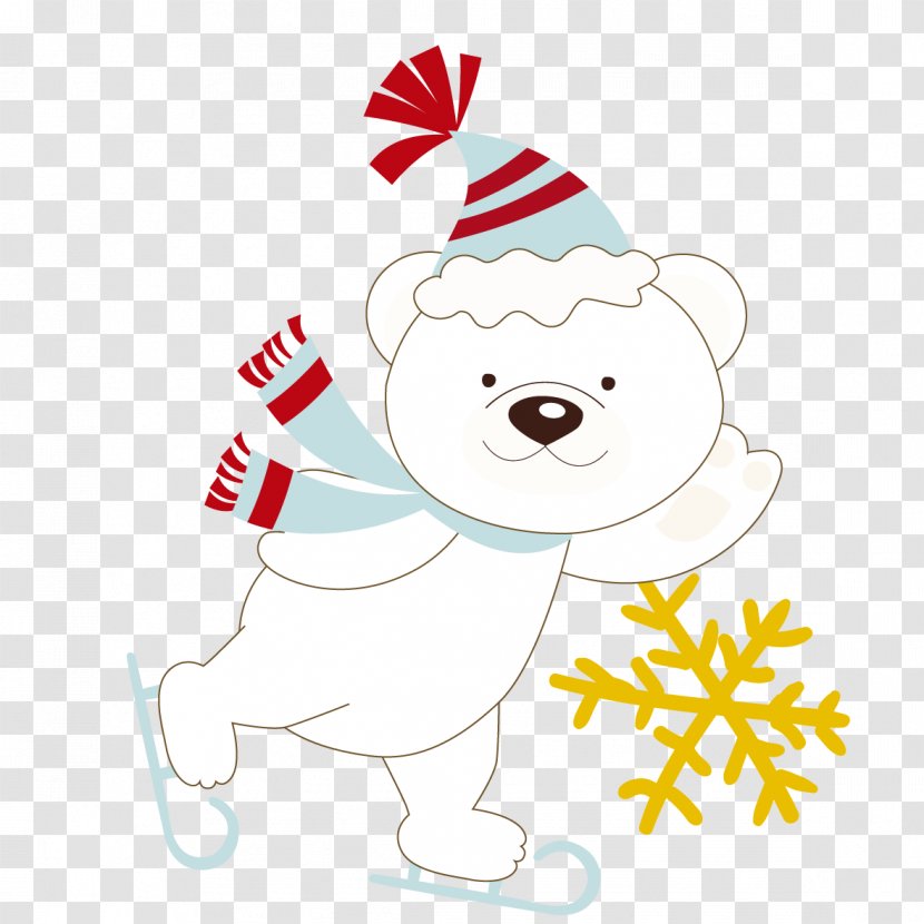 Polar Bear Christmas - Cartoon - Skating Of Material Transparent PNG