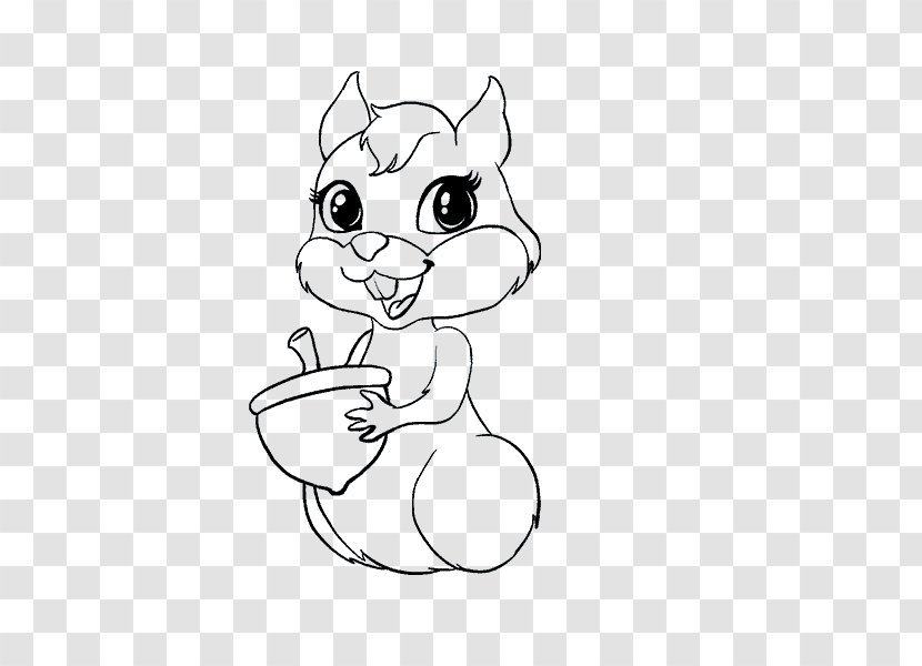 Squirrel Drawing Line Art Cartoon - Flower - U-shaped Transparent PNG