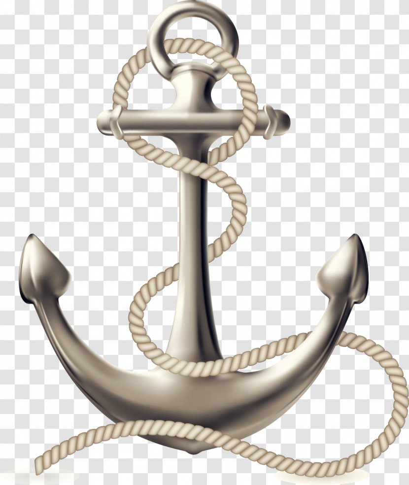 Anchor Ship Logo Clip Art - Silver - Vector Transparent PNG