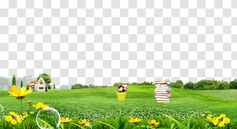 Villa - Landscape - Free House Lawn To Pull Material Transparent PNG