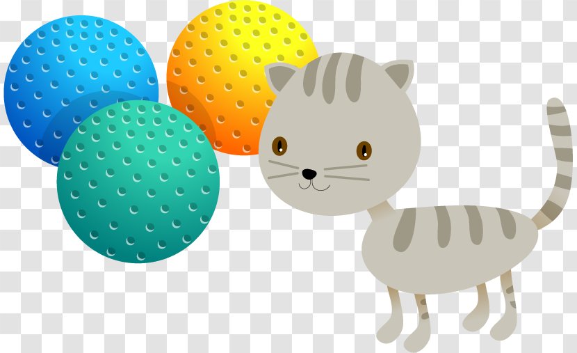 Cat Kitten Clip Art - Vector With Toy Ball Transparent PNG