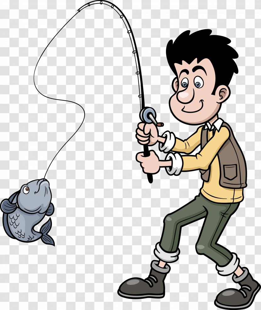 Cartoon Fishing Clip Art - Fisherman - Pole Transparent PNG