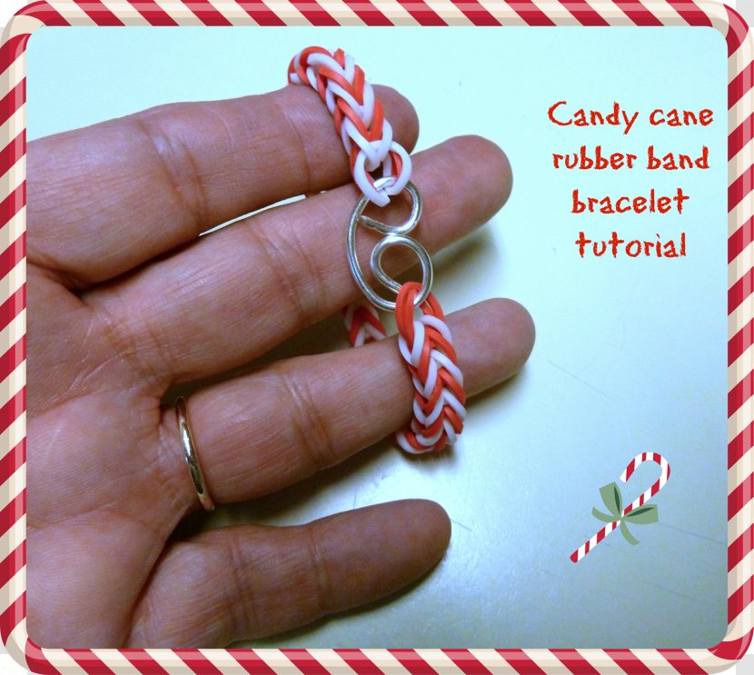 Rainbow Loom Candy Cane Rubber Bands Bracelet Natural - Tutorial Transparent PNG