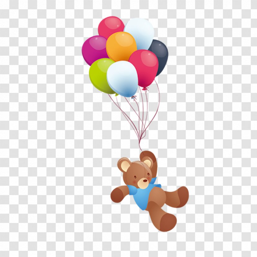 Bear - Cartoon - With Balloon Was Flying Transparent PNG