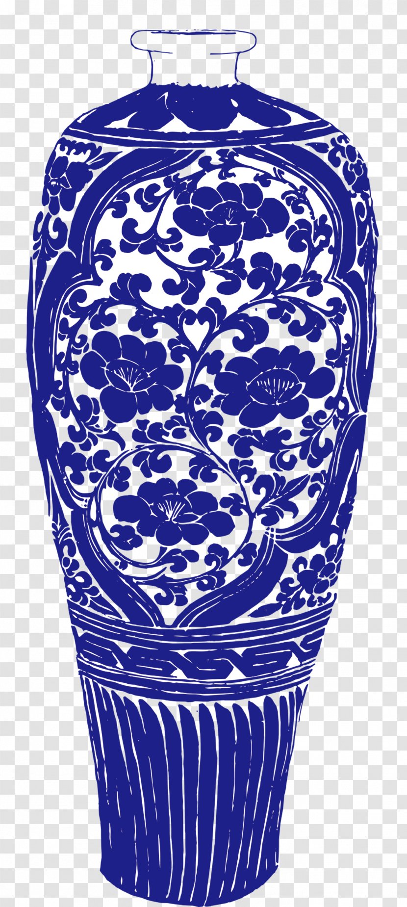 Blue And White Pottery Ceramic Porcelain Vase Motif - Jar Transparent PNG