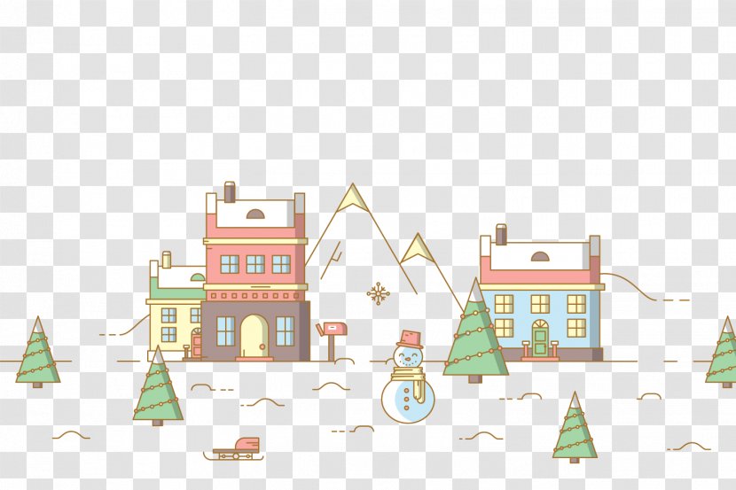 Cartoon Street - Christmas - Vector Winter Comes Transparent PNG